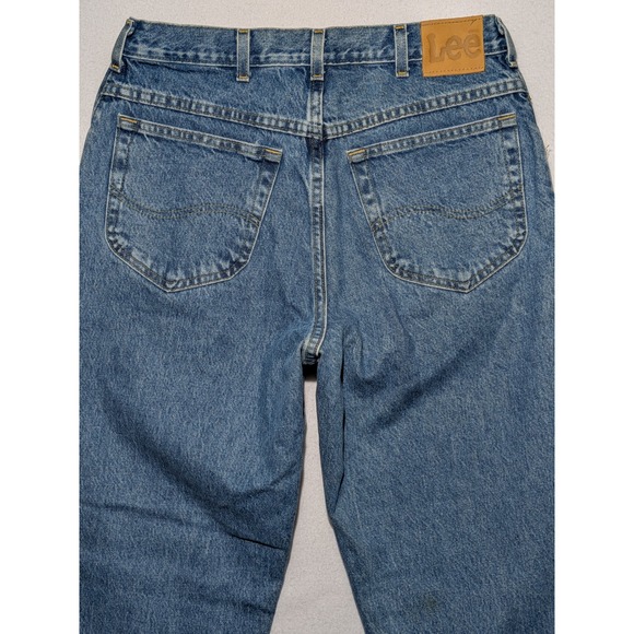 Vintage Lee‎ Jeans 34x32 Straight Leg Blue Denim USA Classic Fit - Picture 6 of 16